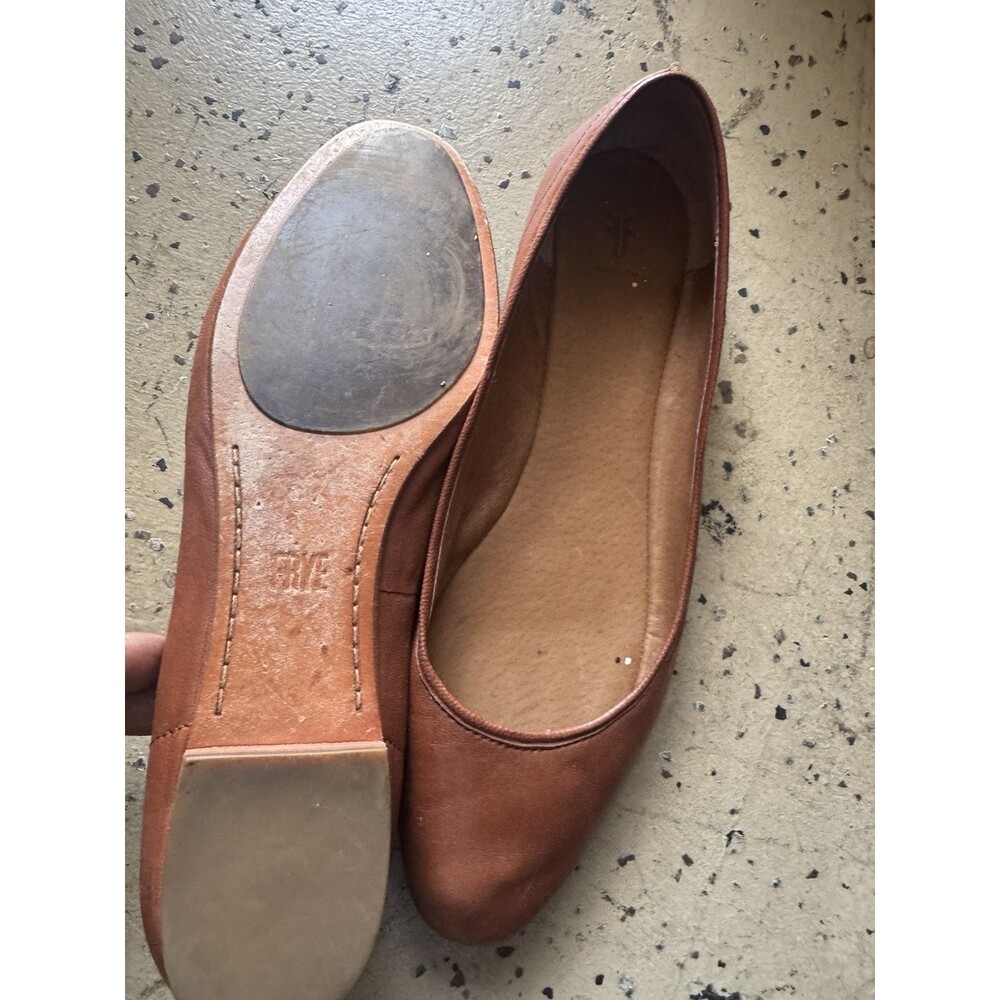 Frye Carson Leather Ballerina Flats in Cognac Size 9.5M US - Picture 5 of 7